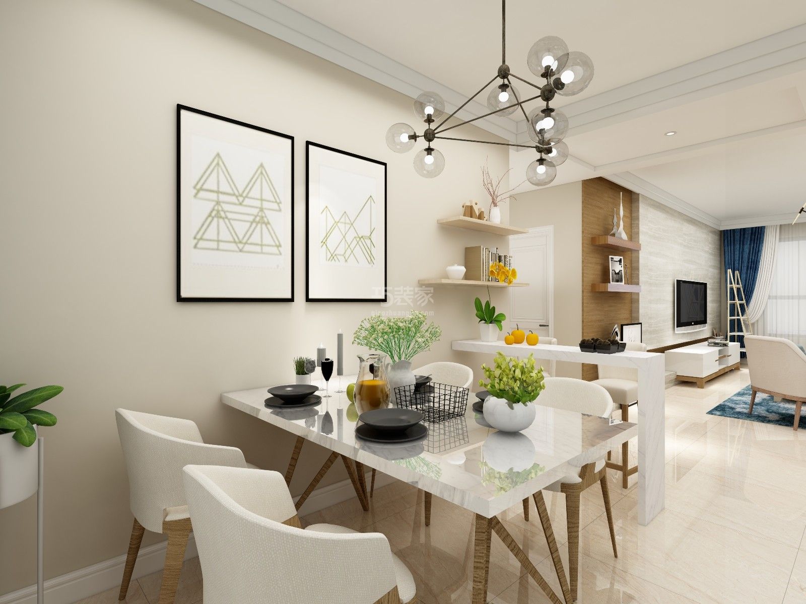 西安海亮新英里125平北欧装修风格 西安装修设