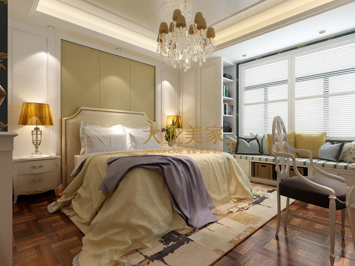 黄金99御园装修140平欧式风格效果图-济南大