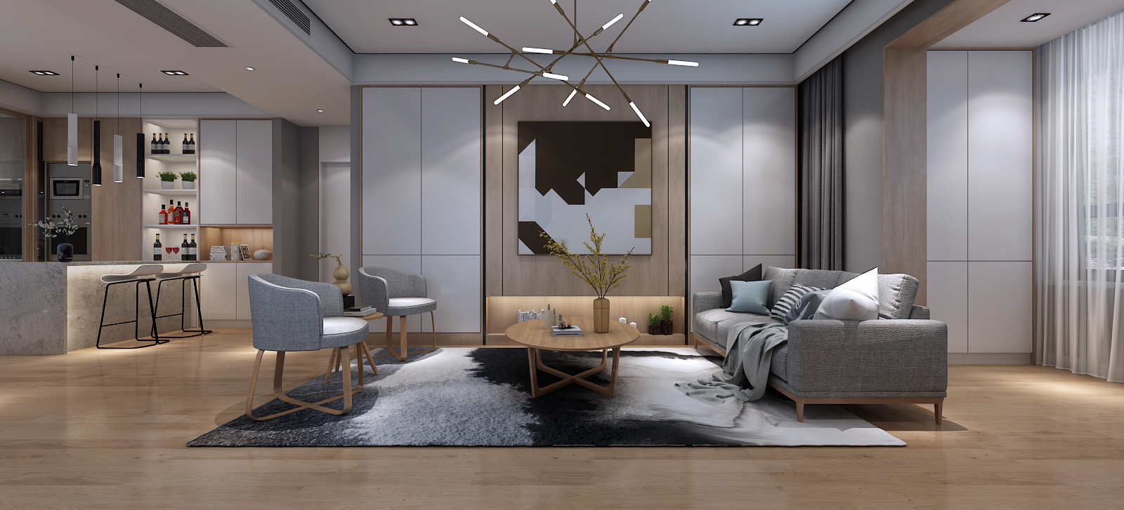 保利心语花园28号楼2单元北欧风格装修设计样板间